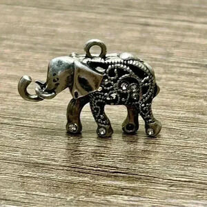 Cute Little Vintage Silver Tone Elephant Pendant